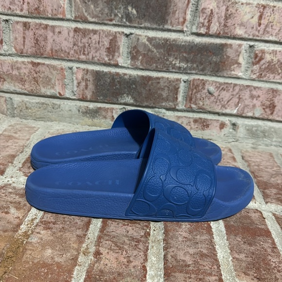 Mens Coach blue monogram slides size 10 - Picture 2 of 10